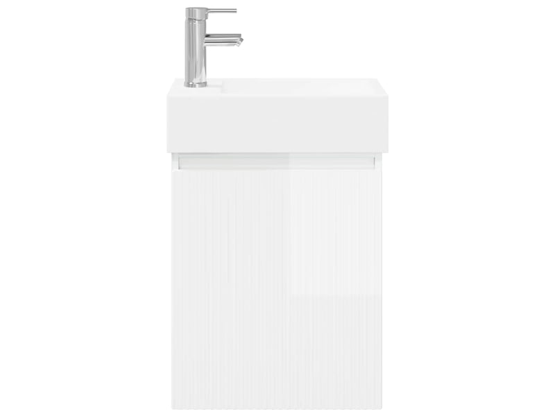  Meuble de rangement salle de bain avec robinet blanc brillant shl7942  - Conforama E