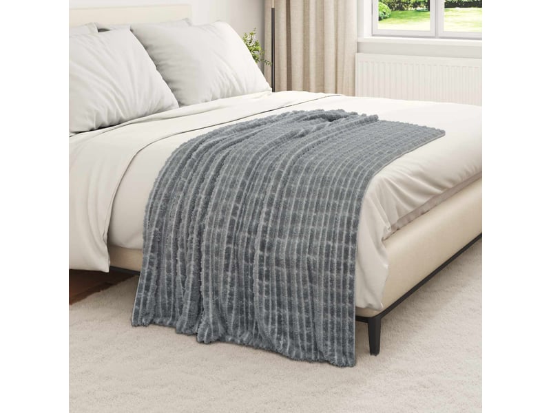  Couverture jetée de canapé gris foncé 150x130 cm 0.51 kg toison  - Conforama C