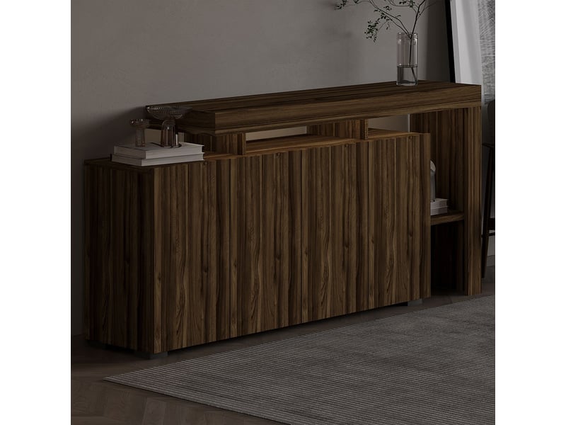  Madia moderne avec étagères et lumières led uvar - noyer  - Conforama E