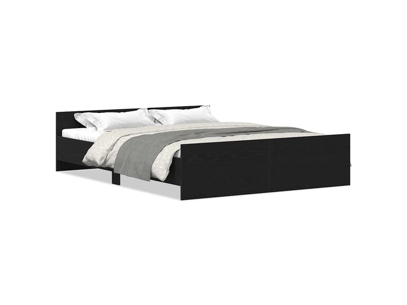  Lit double- lit adulte -  cadre de lit sans matelas en chêne noir 150x200 cm bois d'ingénierie  - Conforama A