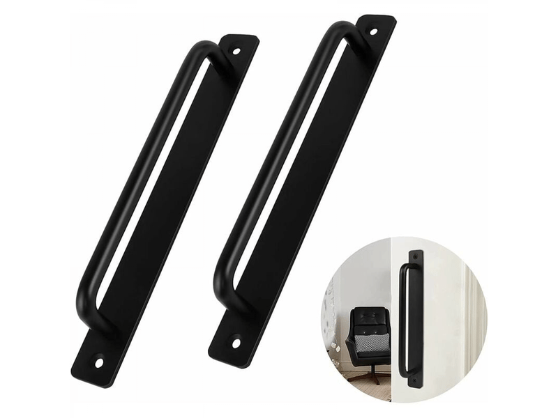 Poignée de porte coulissante en alliage d'aluminium noire, résistante, avec 4 vis, 211 mm, couleur noire - Conforama A