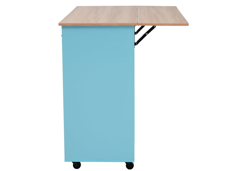  Îlot de cuisine 129x46x91,5 cm plateau rabattable mdf bleu  - Conforama E