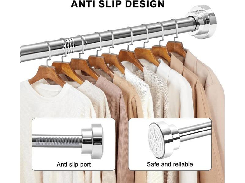  Tringle à rideau de douche télescopique en acier inoxydable, sans perçage, support de pression autobloquant (65-100 cm)  - Conforama C
