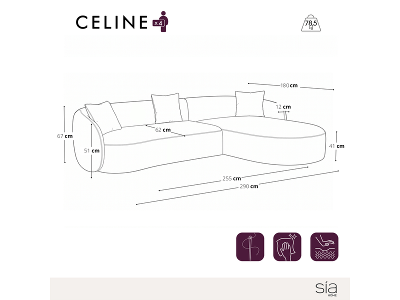 Canapé d'angle droit 4 places en tissu bouclette beige celine 1CELADTBBG - Conforama E