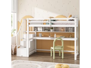 Lit mezzanine 90x200 cm <strong>MEULVA</strong> <strong></strong> coloris blanc