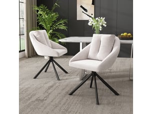Chaise de salle à manger pivotante en velours beige, assise ergonomique, piètement métal, design moderne