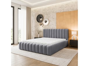 Lit coffre 200x200 cm <strong>MASSENO</strong> <strong></strong> coloris gris