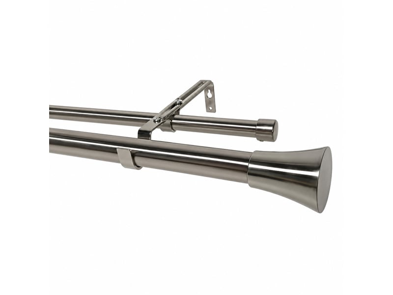  Kit double tringle à rideaux extensible, embouts pommeau 200-370cm  - Conforama A