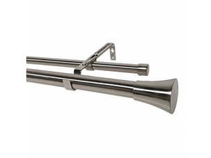 Kit double tringle à rideaux extensible, embouts pommeau 200-370cm