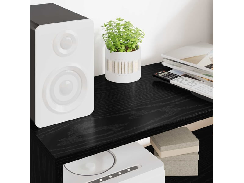  Meuble tv - banc tv - meuble de rangement 80 x 30 x 40 cm chêne noir bois d'ingénierie  - Conforama D
