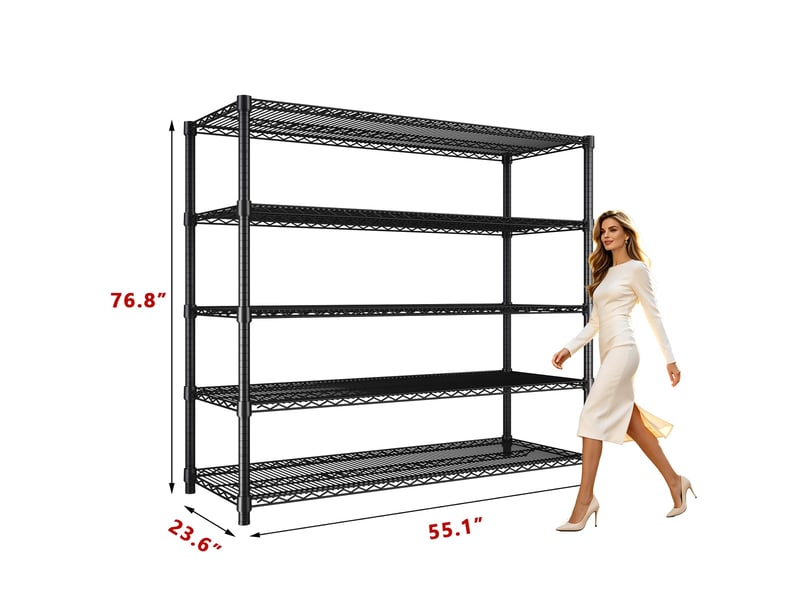  Rayonnage métallique autoportant - 5 niveaux réglables, acier carbone robuste, cuisinecavecelliergarage  l 140 x l 60 x h 195 cm PHK_3ARPH6SW - Conforama E