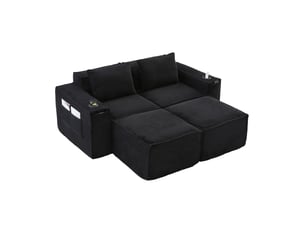 Canapé droit compressé fixe <strong>MODFU</strong> <strong></strong> 2 places Velours côtelé noir