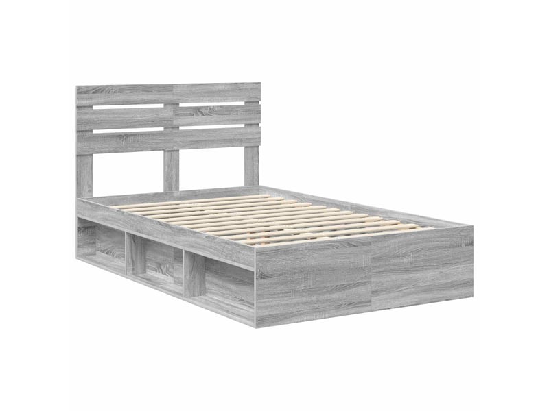 Lit double- lit adulte - cadre de lit gris sonoma 120 x 200 cm pin massif - Conforama C