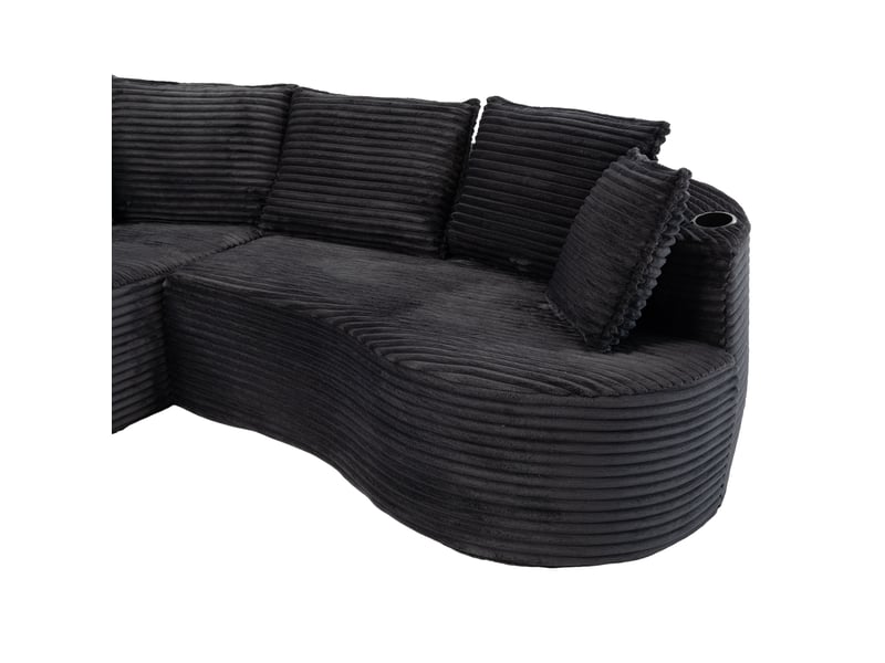  Canapé bogesofa 3 places 250x152x82 cm avec coussin, porte-gobelets et poche latérale, gris foncé  - Conforama D