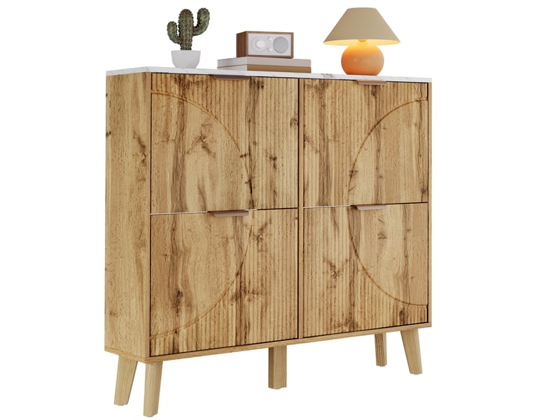  Meuble à chaussures 105 x 24 x 95,5 cm mdf effet bois, 4 rabats,rangement d'entrée GL Store - Conforama A