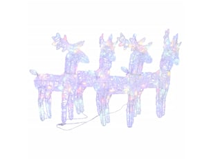 Rennes de noël 4 pcs 160 led multicolore acrylique