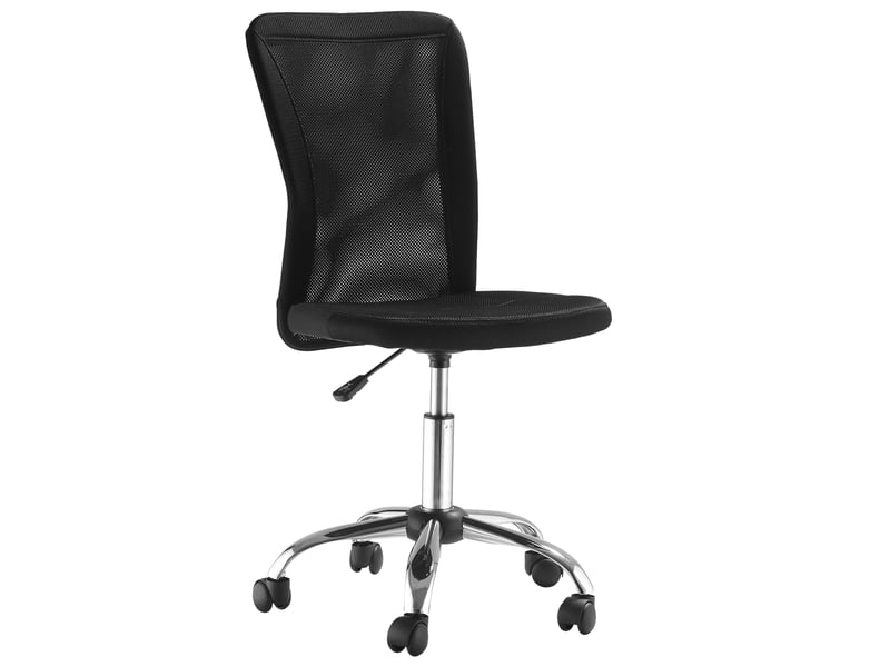  Chaise de bureau ergonomique sans accoudoirs noire, réglable 90-100 cm et pivotante à 360° pour le travail  - Conforama A