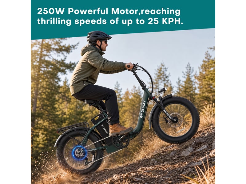  Vélo électrique pliable cadre ouvert wildeway fw11s, 48v 35ah, pneus 20, vert  - Conforama E
