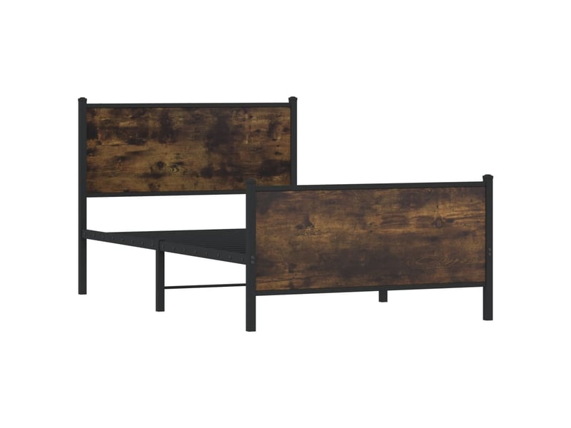  Lit simple- lit adulte -  cadre de lit en métal sans matelas chêne fumé 100x200 cm  - Conforama B