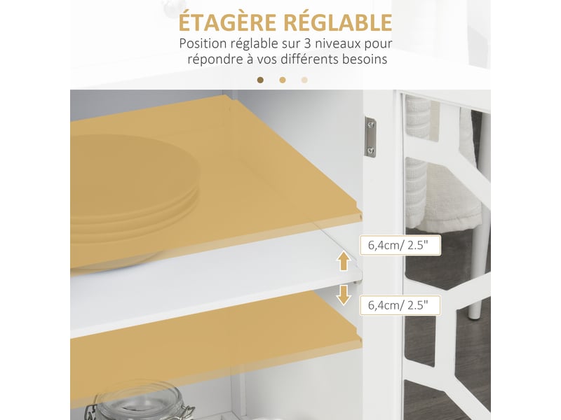  Desserte de cuisine à roulettes avec tiroir et placard mdf blanc 63 x 45 x 86 cm  - Conforama E
