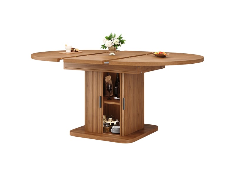 Table à manger extensible bois, rangement, casier à vin, étagères réglables, confort, solide, fonctionnel - mdf - 110x110x75cm - Conforama A