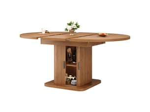 Table à manger extensible bois, rangement, casier à vin, étagères réglables, confort, solide, fonctionnel - mdf - 110x110x75cm