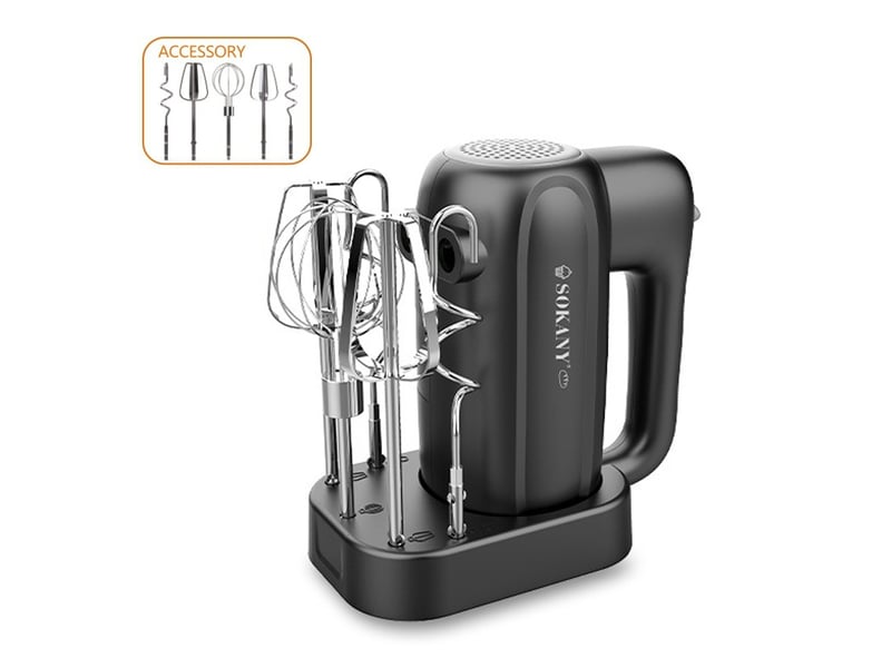  Batteur électrique 400 w, 5 vitesses, 5 accessoires en acier inoxydable, avec base de rangement, pour pâtisserie  - Conforama A