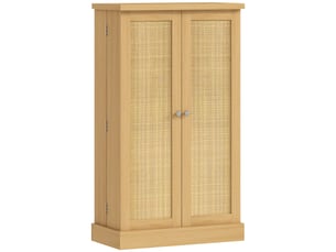 Meuble de cuisine en rotin de 104 cm avec étagère à 5 niveaux, 12 compartiments à épices et étagères réglables, naturel