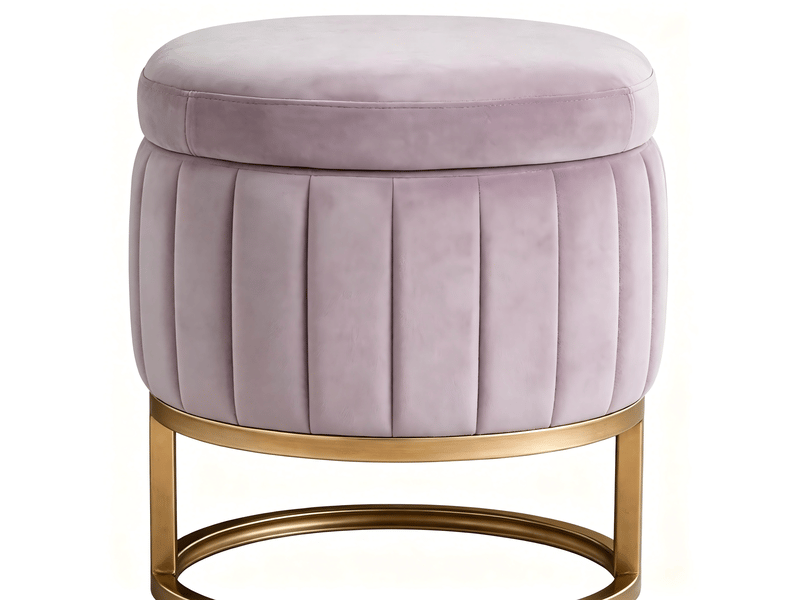  Bout de lit coffre de rangement en velours rose pieds métal doré 129.5 cm  - Conforama D