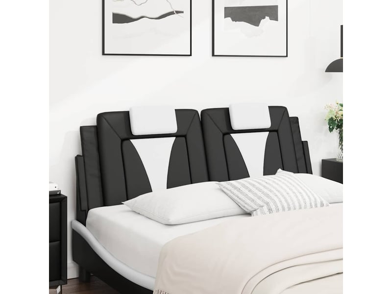 Coussin de tête de lit viana noir et blanc 120 cm similicuir cf55971 - Conforama C