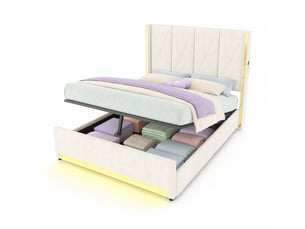 Lit coffre 160x200 cm OKMYHOME   coloris beige