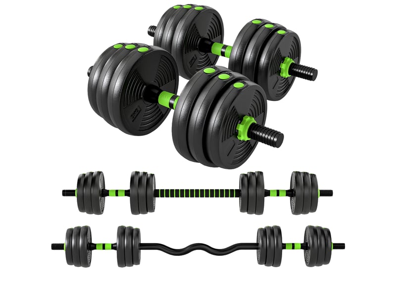 Kit haltères musculation haltères réglables 20 kg 3 en 1, ensemble de poids réglable avec barre d'extension noir - Conforama B