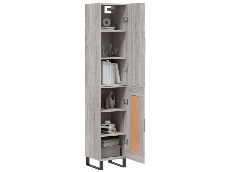  Buffet haut - bahut - meuble de rangement sonoma gris 34,5x34x180 cm bois d'ingénierie  - Conforama C