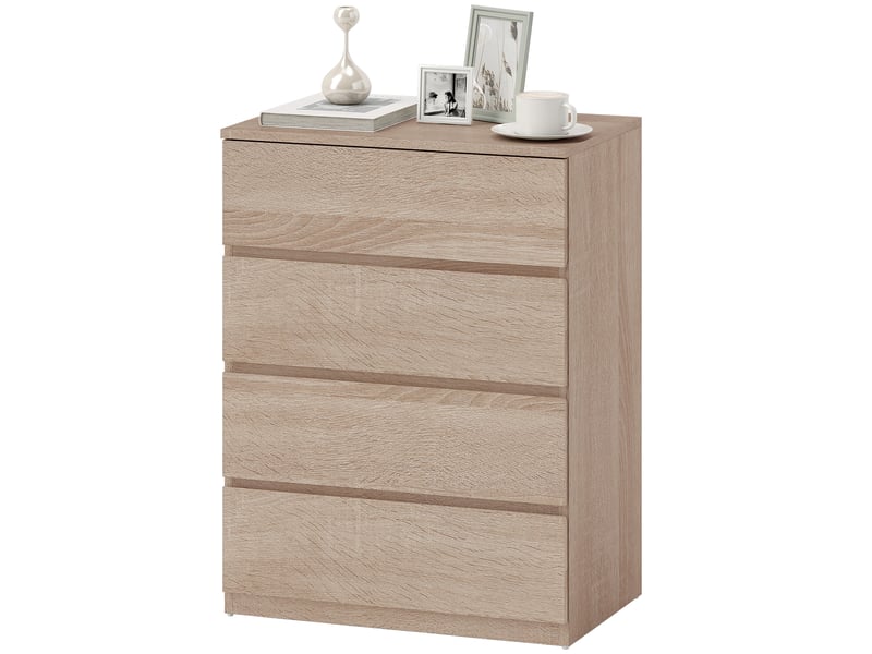  Commode à 4 tiroirs pour chambre à coucher, idéale pour le salon, la salle à manger et le couloir, en chêne.  - Conforama B