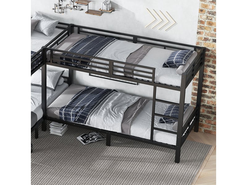 Lit superposé en métal et bois noir 349x206 cm - Conforama D