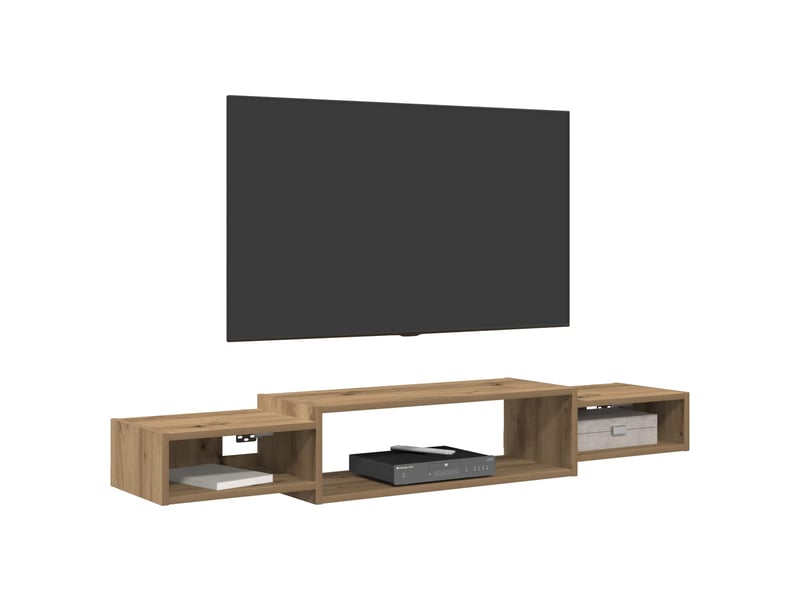  Meuble tv - banc tv - meuble de rangement mural montage mural chêne artisanal 140 x 28 x 21 cm  - Conforama C