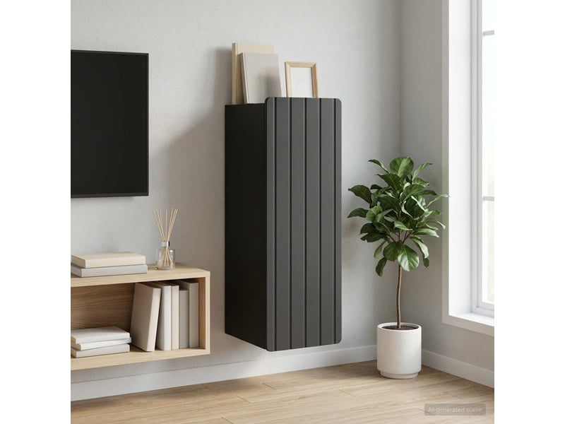  Armoire murale salon, meuble de rangement noir 33 x 34,5 x 94 cm bois d'ingénierie  - Conforama B