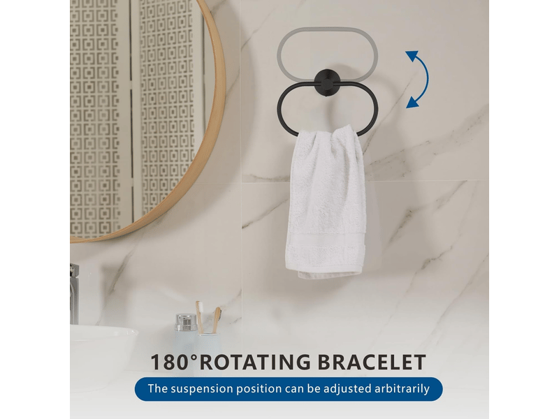  Anneau porte-serviettes de salle de bain, barre porte-serviettes murale, porte-serviettes ovale, noir XLH-ZLS-000885ZLS - Conforama D