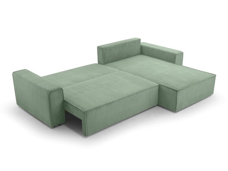 Canapé d’angle en velours côtelé cedria – 287 cm vert sauge CedriaMini - Conforama C