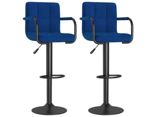 Lot de 2 tabouret de bar, chaise de bar bleu tissu shl24121