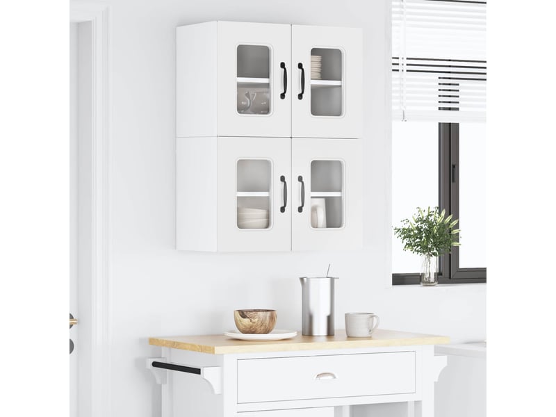  Meuble mural de cuisine | armoire de cuisine 2 pcs blanc bois d'ingénierie shl2344  - Conforama D