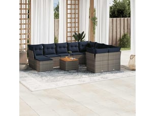 Vidaxl ensemble de canapé de jardin 11 pcs avec coussins gris résine tressée