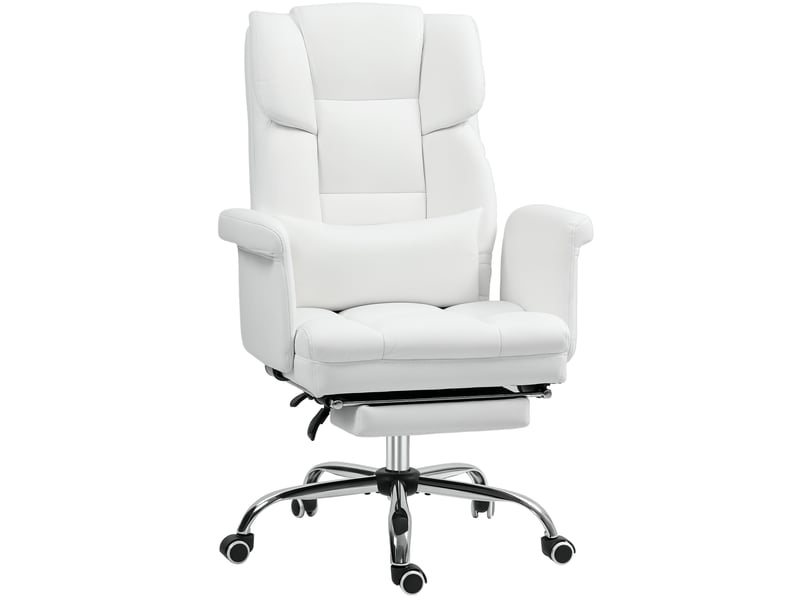  Chaise de bureau ergonomique, hauteur réglable de 48 à 56 cm, dossier inclinable, repose-pieds, blanche  - Conforama A