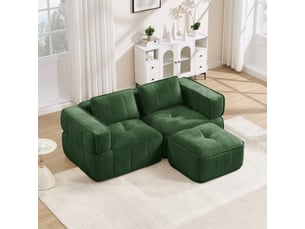 Canapé d’angle modulable,198x162x67 cm,2 places,polyester,vert