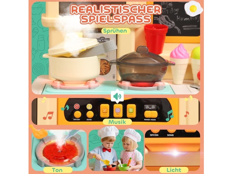  Cuisine jouet enfant 66x24x83 cm – multicolore – robinet électrique, sons, lumières et 85 accessoires  - Conforama E