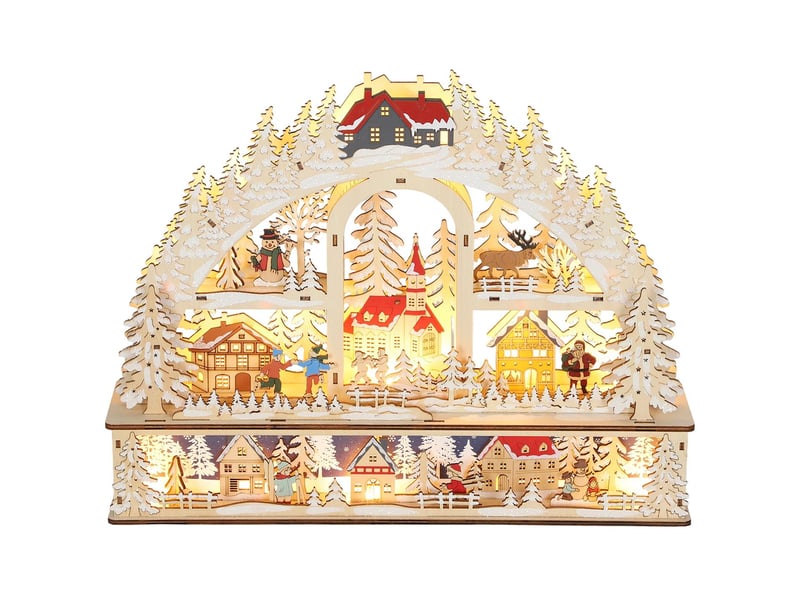  Village de noël lumineux 20 led en bois 45 x 10 x 35 cm  - Conforama A