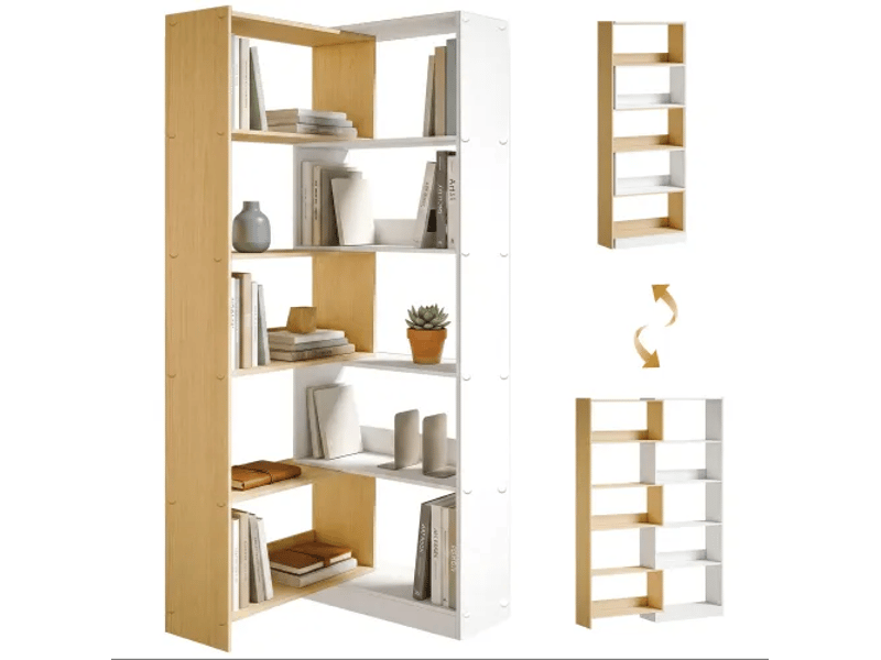  Bibliothèque d’angle pivotante 350° à 5 niveaux, étagère extensible en l multifonctionnelle  - Conforama D