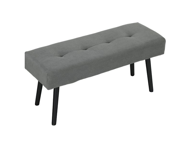  Banquette rembourrée 100 x 36 x 45 cm gris, velours côtelé polyester, pieds acier, assise polyvalente  - Conforama A
