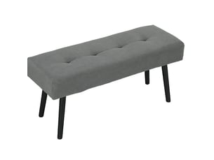 Banquette rembourrée 100 x 36 x 45 cm gris, velours côtelé polyester, pieds acier, assise polyvalente