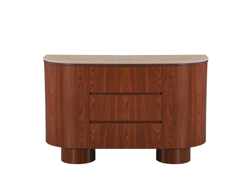  Buffet 2 portes y 3 tiroirs panneau de fibres de bois composite noyer céramique  - Conforama A